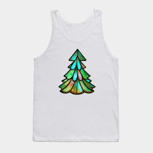 Art Nouveau Style Stained Glass Christmas Tree Tank Top